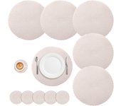 Round Braided Set of 6 Washable Round Placemats for Christmas Kitchen Wedding Dining Table 34cm Woven Heat Resistant Place Mats