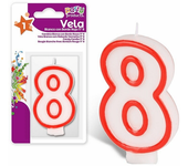 CABLEPELADO - Vela cumpleaños - celebracion - sin toxicos - sin Humo - Numero de Tarta - fácil colocación - Número 8 - Rojo y Blanco