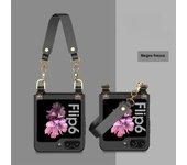 Wrist Strap Chain Phone Case for Samsung Galaxy Z Flip 6 5 4 3 Flip6 Flip5 Flip4 Flip3 5G Plastic Hard Shell Cover