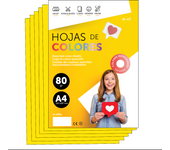 M-Office Folios De Colores A4 80g Para Impresoras y Manualidades, Papel Surtido Para Niños, Paquete Folios Colores Para Tarjetas, Escuela y Proyectos Creativos m-office (500h, Amarillo Fuerte)