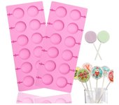 Moldes de silicona para piruletas, paquete de 2, moldes redondos de chocolate duro con capacidad para 12 unidades, moldes antiadherentes para chupetes