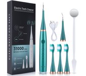 Escalador dental,  Irrigador Dental Inalámbrico Profesional  5 Modos, Viene con tres cabezales de cepillo,IPX6 Impermeable  USB-C Recargable Para Limpieza Dientes, Para el Hogar y los Viajes (Blanco)