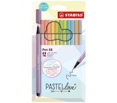STABILO - Pen 68 rotulador Medio Beige, Azul, Verde, Verde claro, Naranja, Pastel, Melocotón, Violeta, Amarillo 12 pieza(s) 07.07.6812