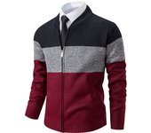 Autumn And Sinter Men's New Coat Fashion Baseball Shirt Grab Fleece Warm Casual Sweater Zipper Cardigan Trend Color Sweater