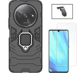 Kit Cristal Templado ClearGlass + Funda 3X1 + Soporte Magnético L Xiaomi Redmi A3 Negro