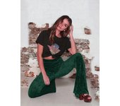 Solid Velvet Flare Leg Pants, Versatile High Waist Slim Pants For Fall & Winter, Women's Clothing