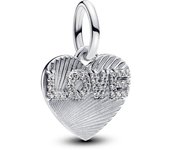 Pandora Charm Colgante Grabable en plata de ley Corazón Amor 793604C01 , para Mujer