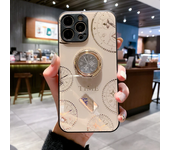 Fashion Glitter Diamond Phone Case  for IPhone 16 Pro Max 15 14 13 12 11 XS Max 7 8 Plus Time Clock Ring Holder Phone Case