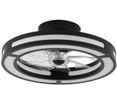 FABRILAMP Ventilador de Techo Kastoria Negro 8 Aspas 6 Velocidades con Mando a Distancia y Temporizador
