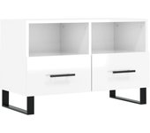 Mueble de TV madera contrachapada blanco brillo 80x36x50 cm