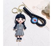 Horror Wednesday Addams Silicone Keychain Toy Thing Hand Home Decor Keychain Doll Schoolbag Pendant Halloween Toy Costume Props