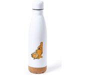 BIDON 750 ML ACERO INOXIDABLE CON ADORNO DE CORCHO el gato garfield the cat serie clasica vintage tapon seguridad botella tv dibujos cartoon