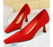 Spring Fall Women 6cm High Heels Concise Daily Work Pumps Lady Square Toe Flock Kitten Low Heels Elegant Banquet Red Blue Shoes