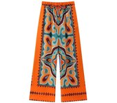 TRAFZA Women Pants Set Vintage Print Back Bow Tie Strapless Bustier Tops + Drawstring Trousers Female Chic Streetwear Pant Suits
