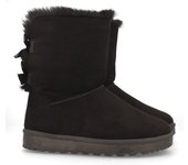Davinia Shoes Botin Plano para Mujer, Estilo Australiano, Forrado de Pelo, de Punta Redonda y con Lazos en el Contrafuerte como Detalle, Otoño Invierno 2020 Shoes&Blues.es 2000-31-Negro