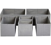 Organizadores/divisores de cajones de ropa plegables para armario, dormitorio o cocina, juego de 6, color gris