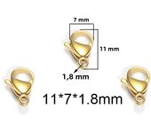 25Pcs Stainless Steel Gold Black Lobster Clasps Jewelry Findings DIY Necklace Bracelet Making Accessories 9/10/11/12/13/15MM