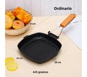 Portable Foldable Frying Pan Picnic Grill Pan Anti-scald Wooden Handle Outdoor Grill Pan Double Mouth Steak Pan(No Lid)