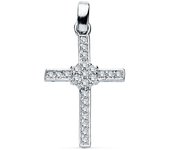 Inmaculada Romero Colgante Oro Blanco Cruz 19mm Circonitas Borde Liso