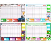 TABLAS DE RECOMPENSAS PARA NIÑOS STARPLAST - Incluye 16 láminas de pegatinas, 4 diseños de niño y niña, premios, regalos, metas, logros, actividades, tareas de hogar, aprendizaje, conductas positivas, ayudar en casa, rutinas diarias, responsabilidad