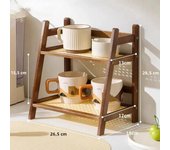 Bamboo Double Layer Rack 2-Tier Desktop Organizer Display Racks Office Stationary Office Storage Makeup Organizion for Vanity