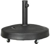 Outsunny Base de Sombrilla de Jardín de Resina de 23,5 kg con Ruedas y Asa Retráctil Soporte de Parasol Cuadrado para Postes de Ø32/48 mm para Terraza Patio Ø53x41 cm Negro