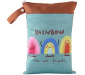 BIAI 25*35cm Wet Storage Bag Washable Diaper Nappy Bag Waterproof Beach Bag Double Pocket with Zippers Travel Makeup Storage Bag