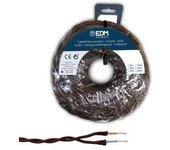 EDM Cabo Paralelo Textil Trenzado 2x1mm Marrón 5m - Libre de Halógenos - EDM - 11891 Textil Material Eléctrico Cable Eléctrico