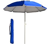 Sombrilla Playa Grande Antiviento con Protección UV50+, Sombrilla Plegable Multicolor a Rayas, Sombrilla Exterior con Tubo de Aleación de Zinc, Sombrilla Ligera y Resistente Incluye Bolsa de Transporte para Beach Jardín Verano