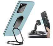 Soporte universal para anillo de escritorio para teléfono móvil, soporte magnético plegable para teléfono inteligente con rotación de 360 grados para dispositivos de menos de 12,9 pulgadas (negro)