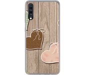 Tumundosmartphone Funda Gel Tpu para Samsung Galaxy A70 diseño Corazones Madera Dibujos