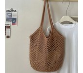 Leisure large capacity cotton woven bag hollow straw bag shoulder bag holiday beach bag