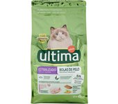 Ultima Pienso para Gatos Esterilizados Bolas de Pelo con Pavo, 1500g