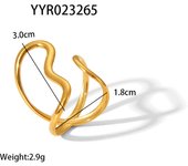 Encanto Anillos de acero inoxidable ajustables huecos irregulares abstractos, anillos góticos irregulares geométricos martillados, joyería para amantes del corazón  para mujeres joyería de Metal impermeable