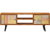 vidaXL Mueble de TV con puertas metal madera maciza acacia 112x30x40cm, Mueble de Salon, Mueble TV, Mueble TV salon, Mesa de TV, Mueble tele