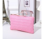 Weaving Bag Fashion Ladies Wristlet Clutch Women Daily Money Phone Clutch Solid Straw Woven Coin Purse Beach Wallet Card Holder