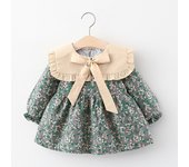 Sweet Baby Girl Dress Spring Autumn Long Sleeve Children Clothing Kids Floral Winter Warm Velvet Dresses 0-3 Y Toddlers Costume