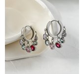 GHIDBK  Colorful Cubic Zirconia Huggie Hoop Earrings For Women Stainless Steel Non Tarnish Tassel Round Earring Hoops Bijoux