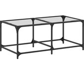 vidaXL Mesa de centro superficie de vidrio acero 98,5x50x40 cm Transparente, Negro, Mesita de Salón o Comedor o Auxiliar Mesa de Café Meuble Salón