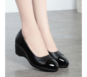 Zapatos De Mujer Women Classic Round Toe Office & Career Wedge Heel Shoes Lady Fashion Red Comfort Casual Street Work Shoes B10