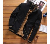 Autumn And Winter New Men's Fashion Aviator Jacket Fleece Thickened Warm Baseball Jacket Solid Color Zipper Large Size Top M-5XL