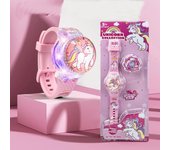 Fashion Creative Gyro Turntable Unicorn Light up Watch Students Watch Colorful Horse Light up Electronic Display