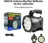 High Power Strong Light Searchlight LED Portable Flashlight Outdoor Camping Emergency Double Lamp Head Long-distance Spotlight