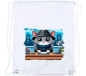 4 MOCHILAS DE CUERDAS gato detective profesion espia mascota animal playa piscina picnic excursion personalizada