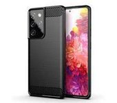 FAMZ Funda Silicona Samsung Galaxy S21 Ultra Alta Protección Fibra de Carbono Negra