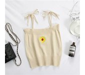 Embroidered Daisy Cami Tops Tie Strap Knit Camisole Women Teengirl Crop Tops 2024 Summer Cute Fairycore Aesthetic Outfit