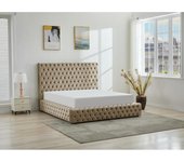 Vente-unique - Canapé abatible chéster 160 x 200 cm - Terciopelo - Topo + Colchón - DULENI