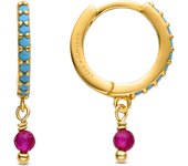 Pendientes Luxenter de Plata de Ley 925 con Nano Turquesa acabados en oro amarillo de 18K - Suf