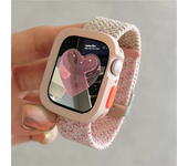 Case+ Nylon Strap For Apple Watch Band Ultra 49mm 44mm 40mm 45mm 41mm Cute Braided Bracelet For iWatch 5 6 SE 7 8 9 Accessories