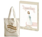 Conjunto de Primera Comunión: Álbum de Recuerdos 29x24 cm  44 Páginas  Incluye Árbol Genealógico, Fotos y Dedicatorias  Caja Regalo Transparente y Bolsa de Tela Elegante - Marca ARGUVAL